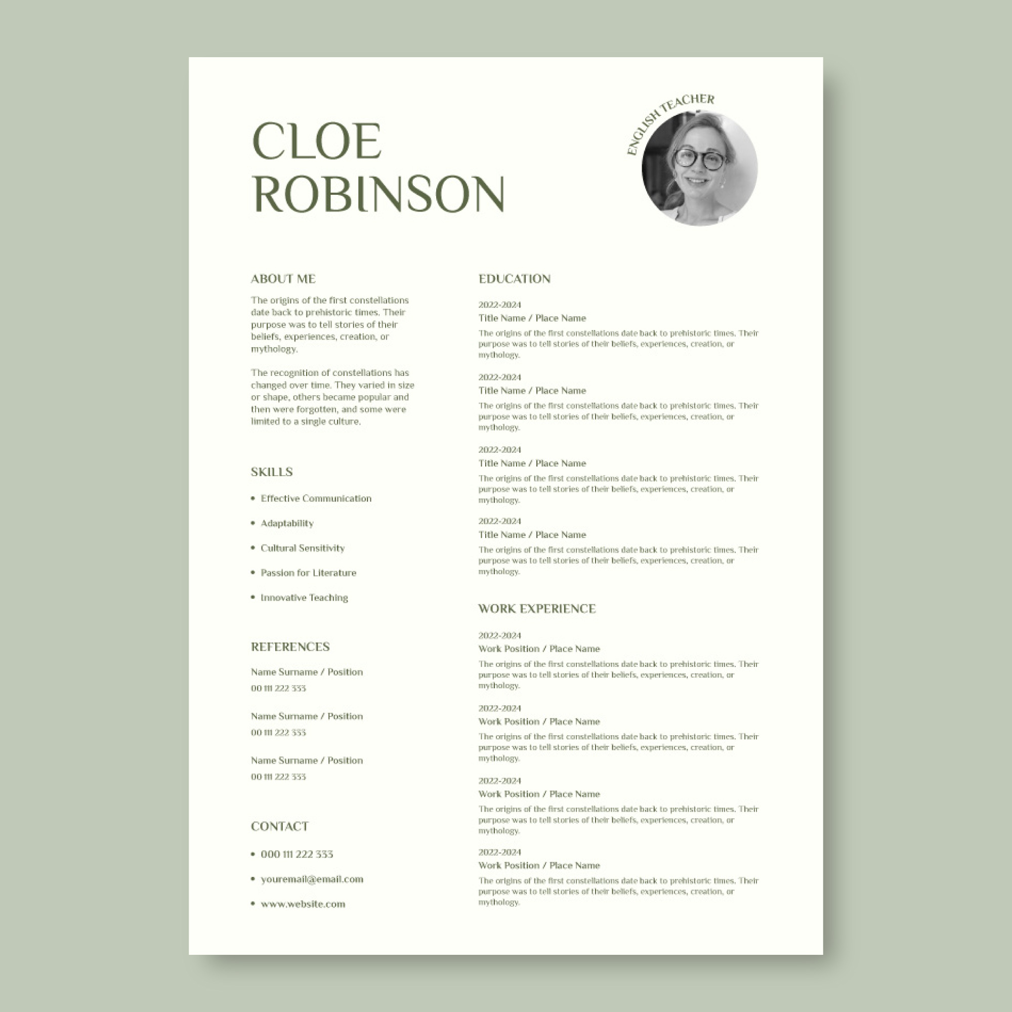 Klassisches CV-Design